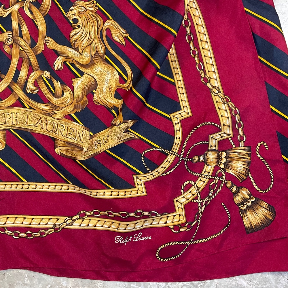 Ralph Lauren Blue Label Lion Heraldry Crest 100% Silk Wrap Skirt Small - Picture 2 of 14